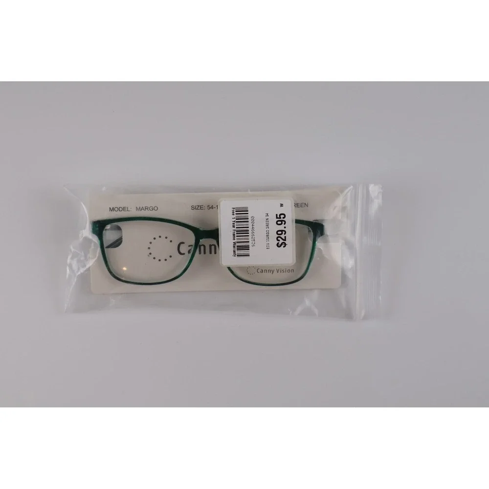 Canny Vision Womens Eyeglasses Margo Green Solid 54-15-140 NWT